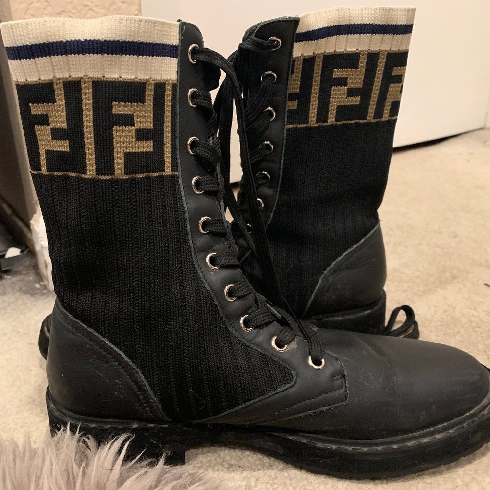 Fendi Rockoko Chelsea Sock Combat Boots